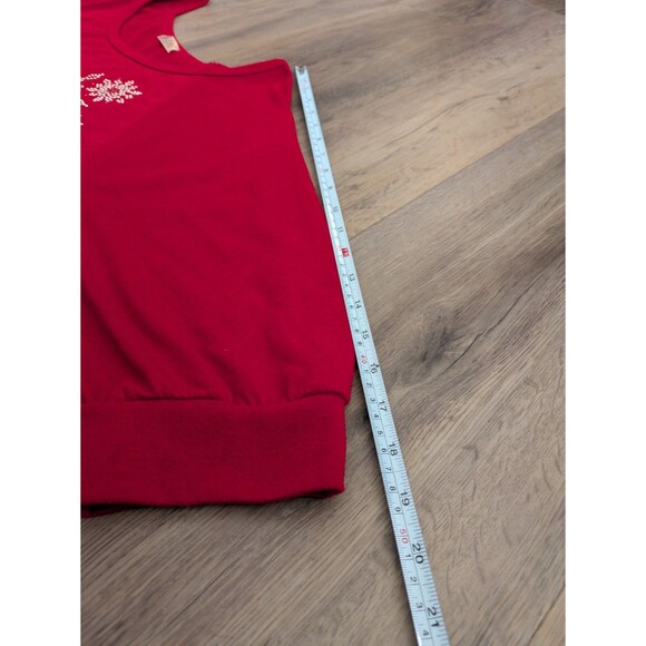 Lavish Plus Vtg 1X Red Knit 3/4 Sleeve Holiday Snowflake Round Neck Top READ - Picture 7 of 8